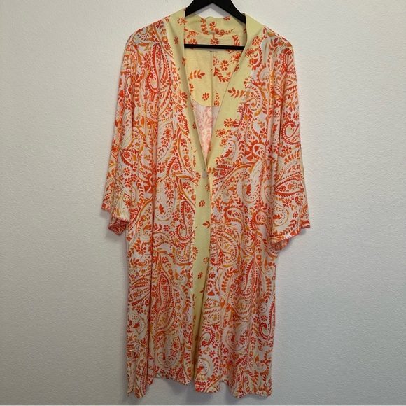 Midnight by Carole Hochman Paisley Robe - Orange and Cream - Picture 1 of 5